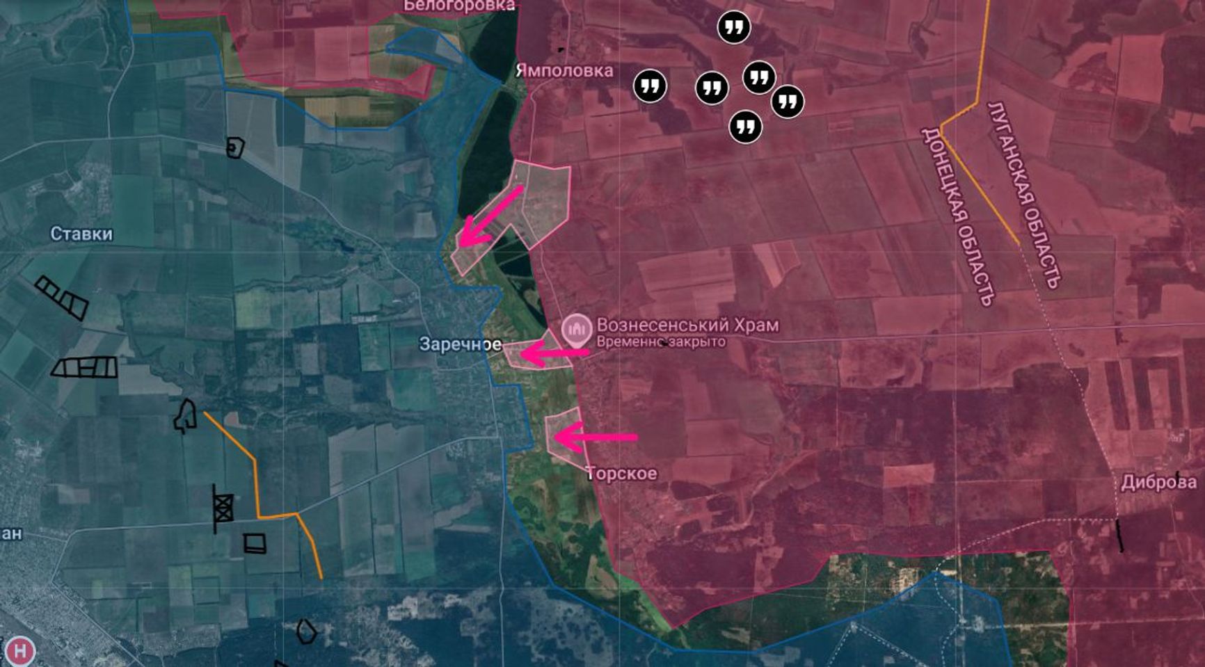 Ситуация в районе Заречного (до 2016 года —  Кировск) на лиманском направлении по версии Анатолия Радова