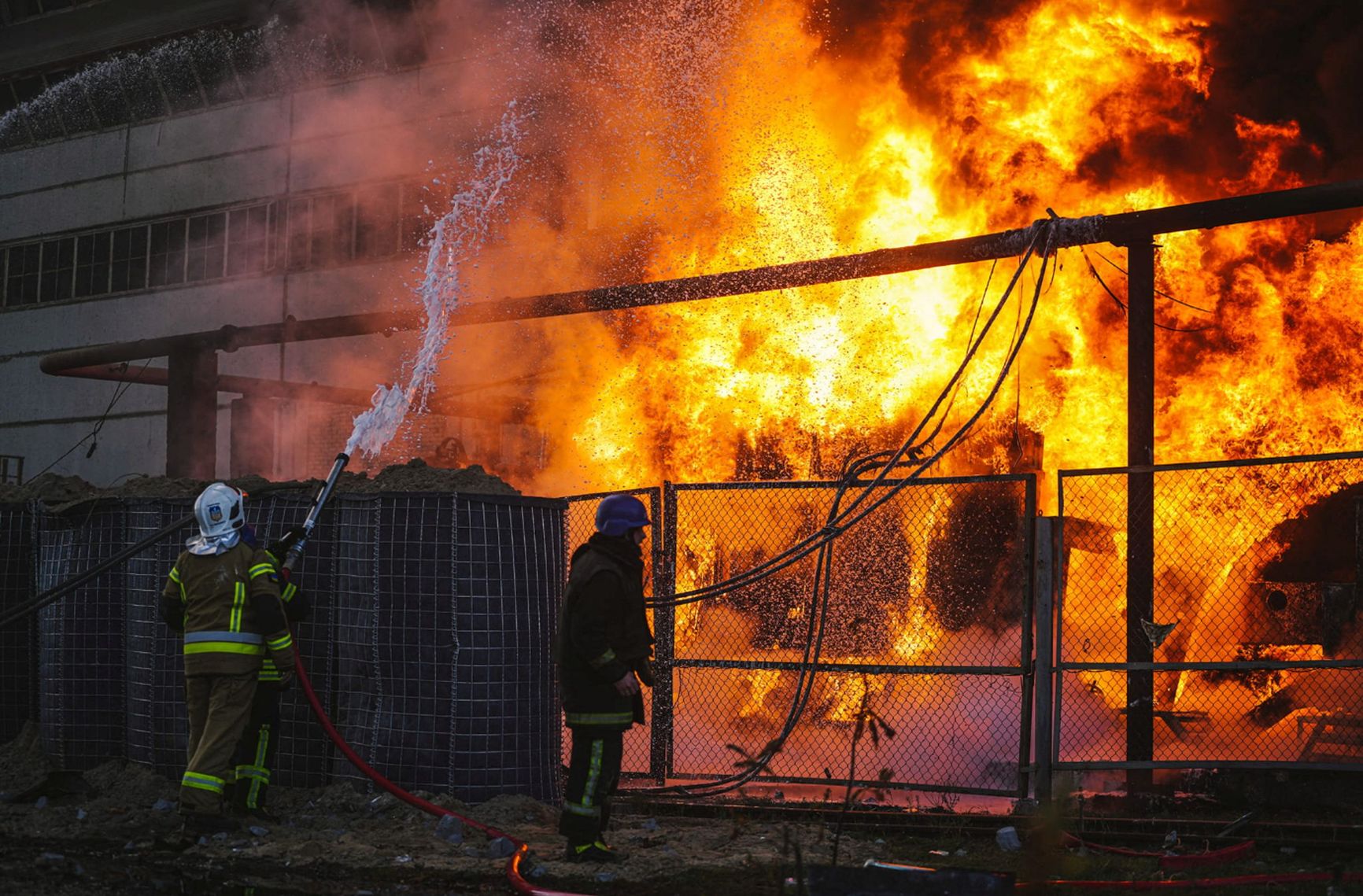 Aftermath of a fire following a missile strike on a power station in Kyiv, October 18, 2022