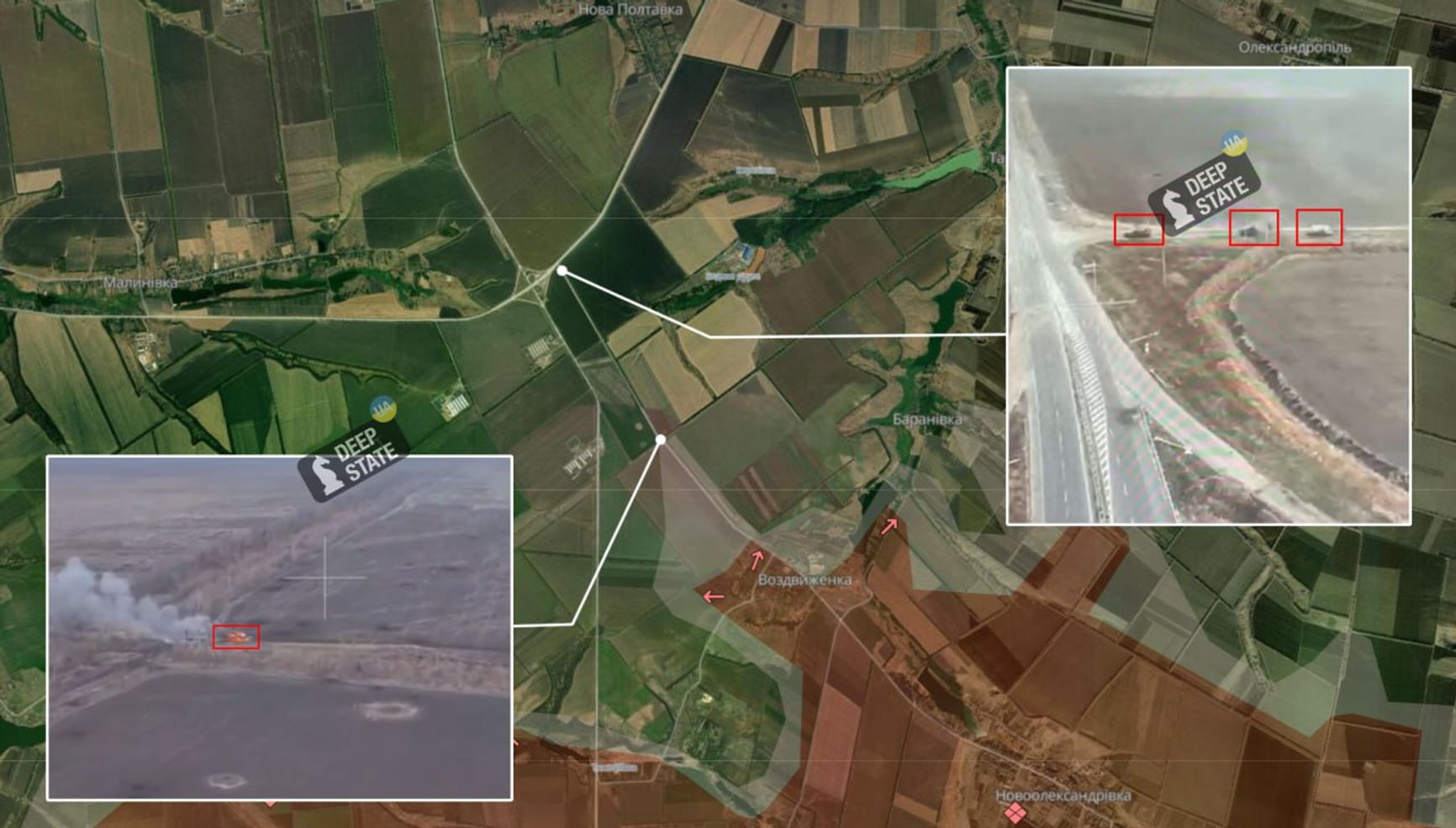 Отраженная атака ВС РФ в районе Малиновки на трассе Покровск — Константиновка по версии DeepState