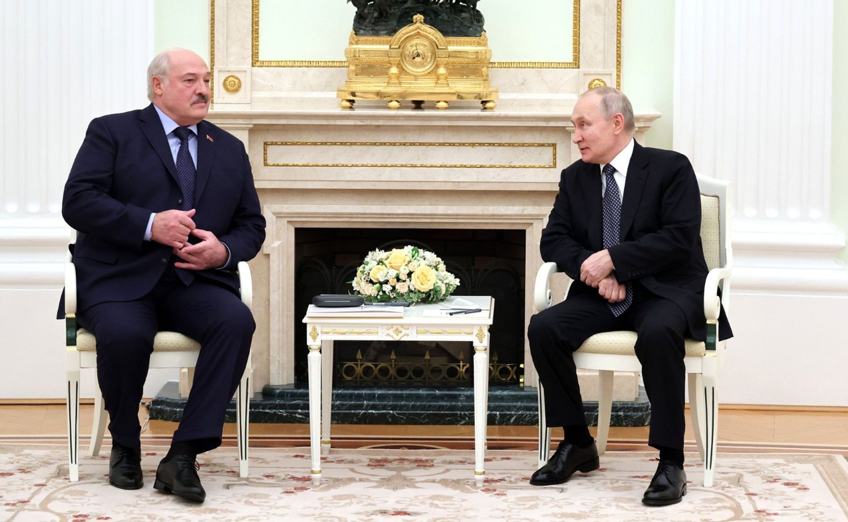 Vladimir Putin and Alexander Lukashenko meeting on April 5, 2023.
