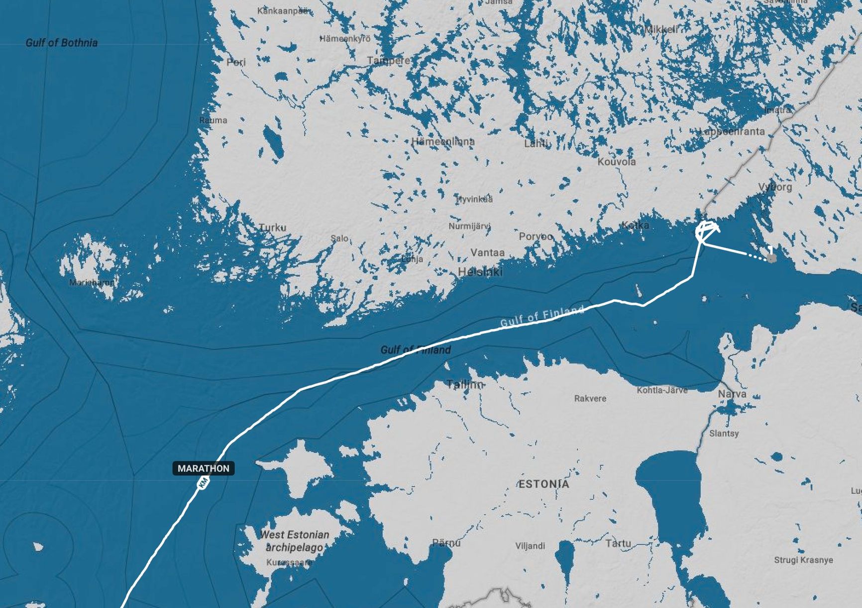 Marathon’s journey through the Gulf of Finland. 