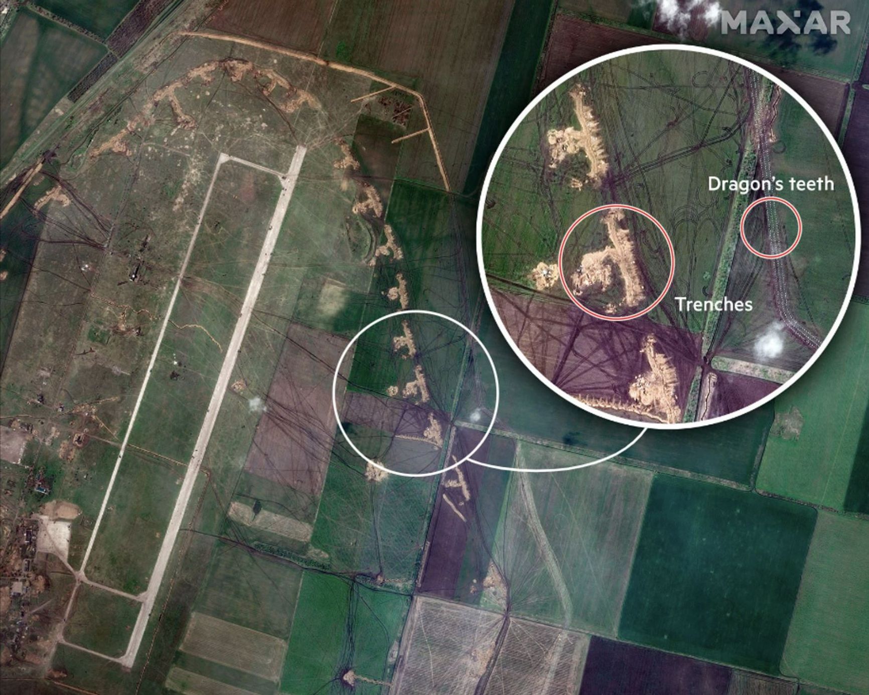 A system of Russian defenses near the Berdyansk airport (Zaporizhzhia region)