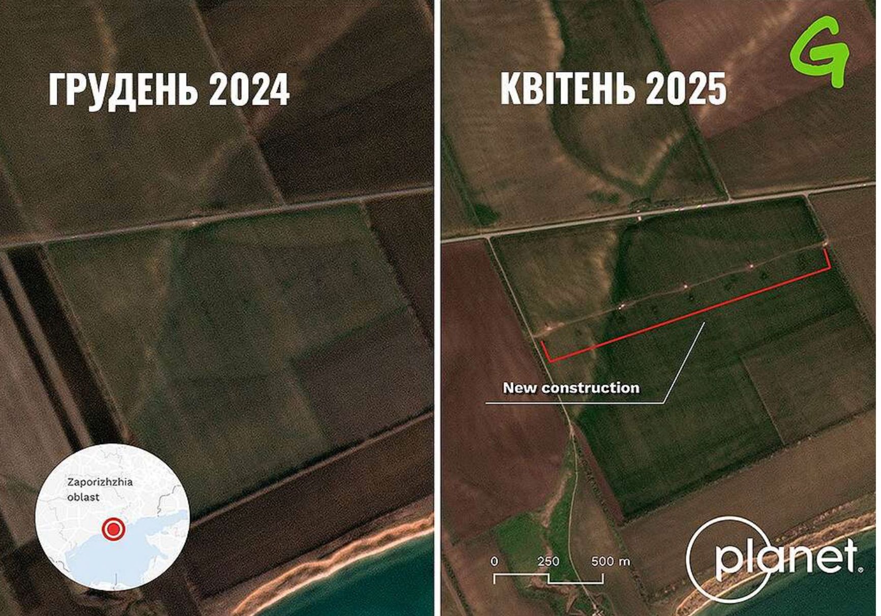 A power line laid through the occupied territories of Zaporizhzhia and Donetsk regions